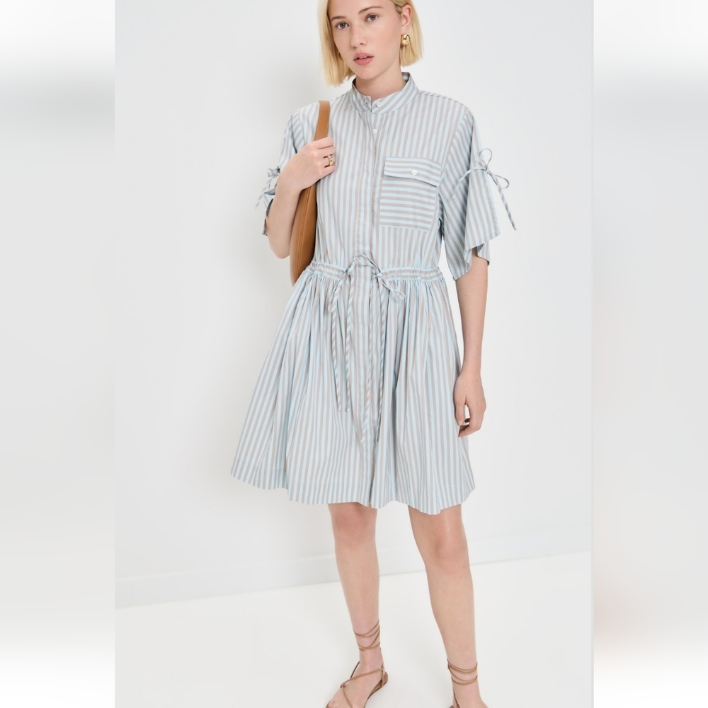 HEVRON‎ febe dress in ice blue stripe